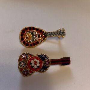Colorful Mosaic Guitar Brooch Set
